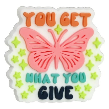 Colorful Text Phrase Silicone Focal Beads