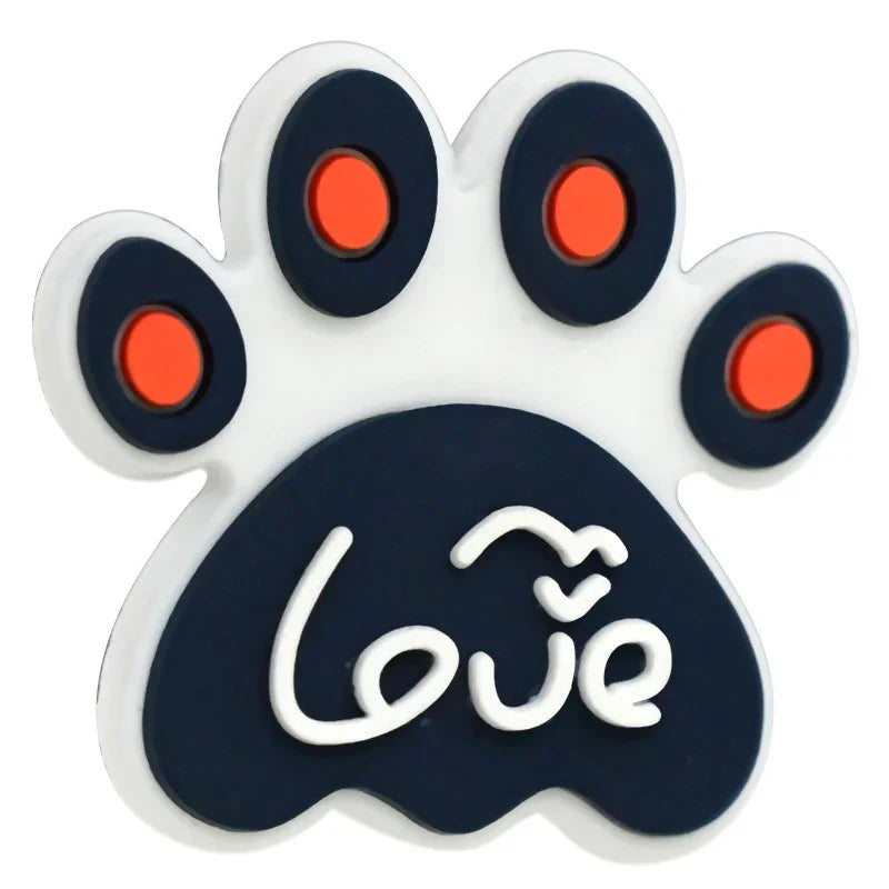 Cute Dog Paw Print Silicone Focal Beads
