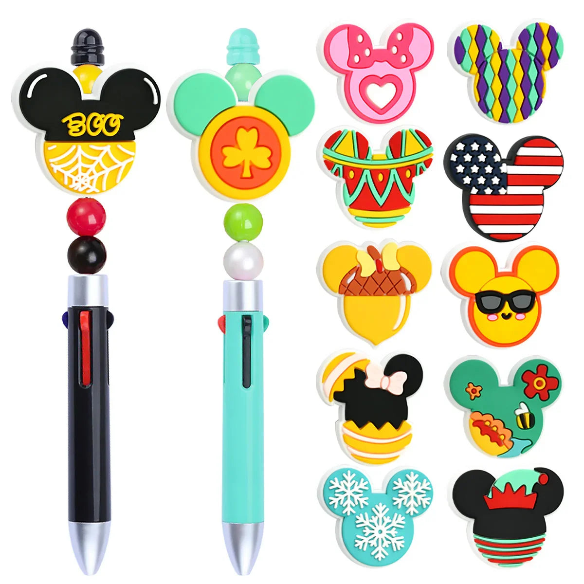 Colorful Mickey Head Series Silicone Focal Beads