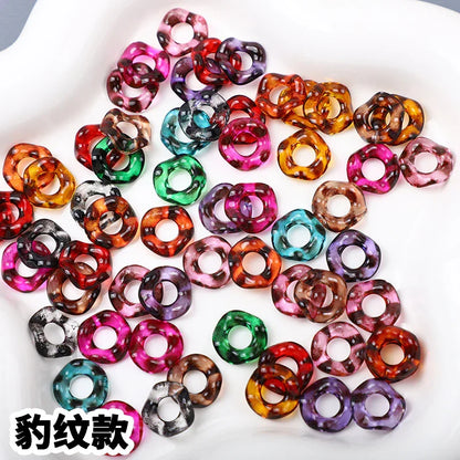 Stacking Hexagonal Tactile Paint Macaron Color Round Wave Lace Beaded Spacer