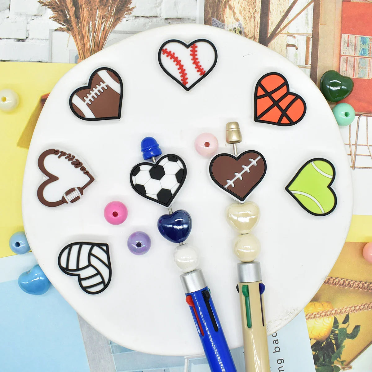 Cartoon Sports Series Ball Silicone Focal Beads - Beadable Cat