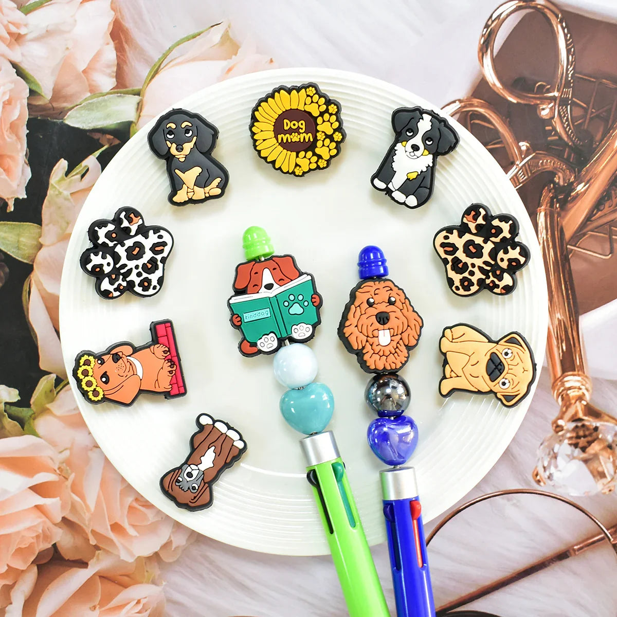 Cute Cartoon Puppy Silicone Focal Bead - Beadable Cat
