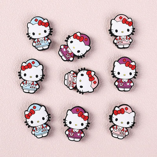 Nurse KT Cat Silicone Bead Cartoon Cute Character Silicone Focal Bead