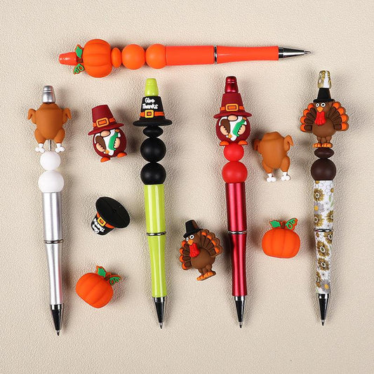 3D Thanksgiving Silicone Beads with Pumpkin Silicone Focal Beads