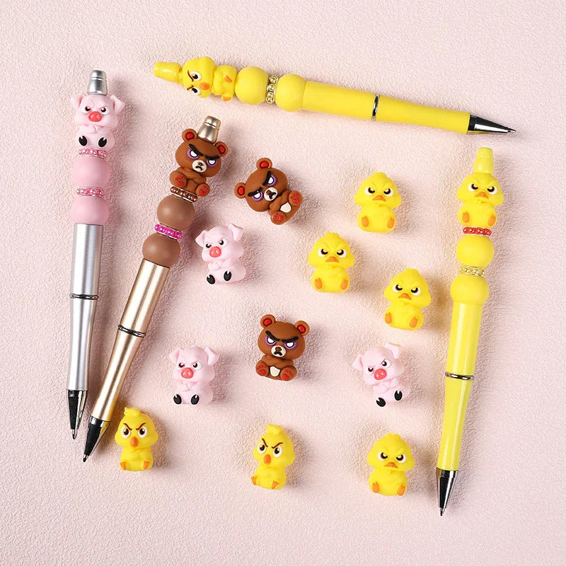 Little Bear 3D Silicone Bead Jewelry Cartoon Yellow Duck Silicone Focal Bead - Beadable Cat