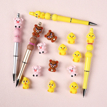 Little Bear 3D Silicone Bead Jewelry Cartoon Yellow Duck Silicone Focal Bead