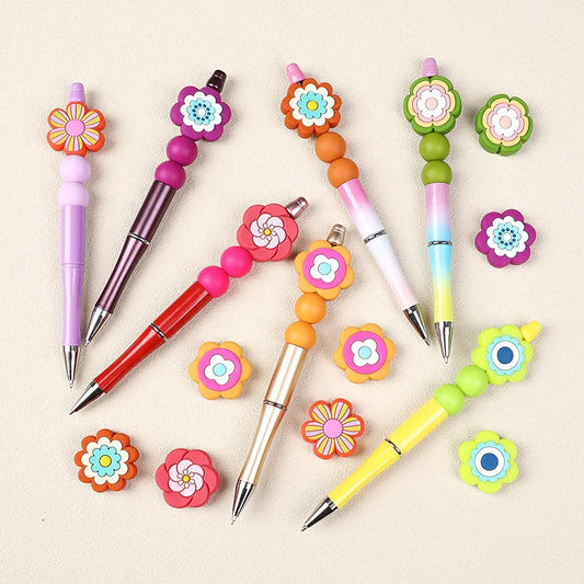 Colorful Flower Silicone Focal Bead