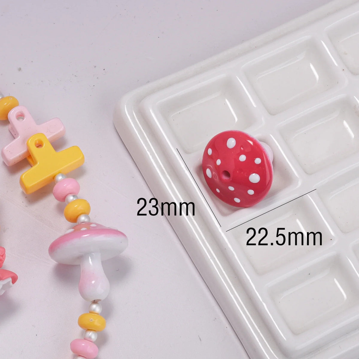 Acrylic Color Paint Three-dimensional Hand-painted Large Mushrooms | Acrylic Bead for DIY Bracelet Keychain Jewelry Making