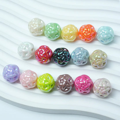12MM Solid Color Plated AB Wool Ball Acrylic Beads