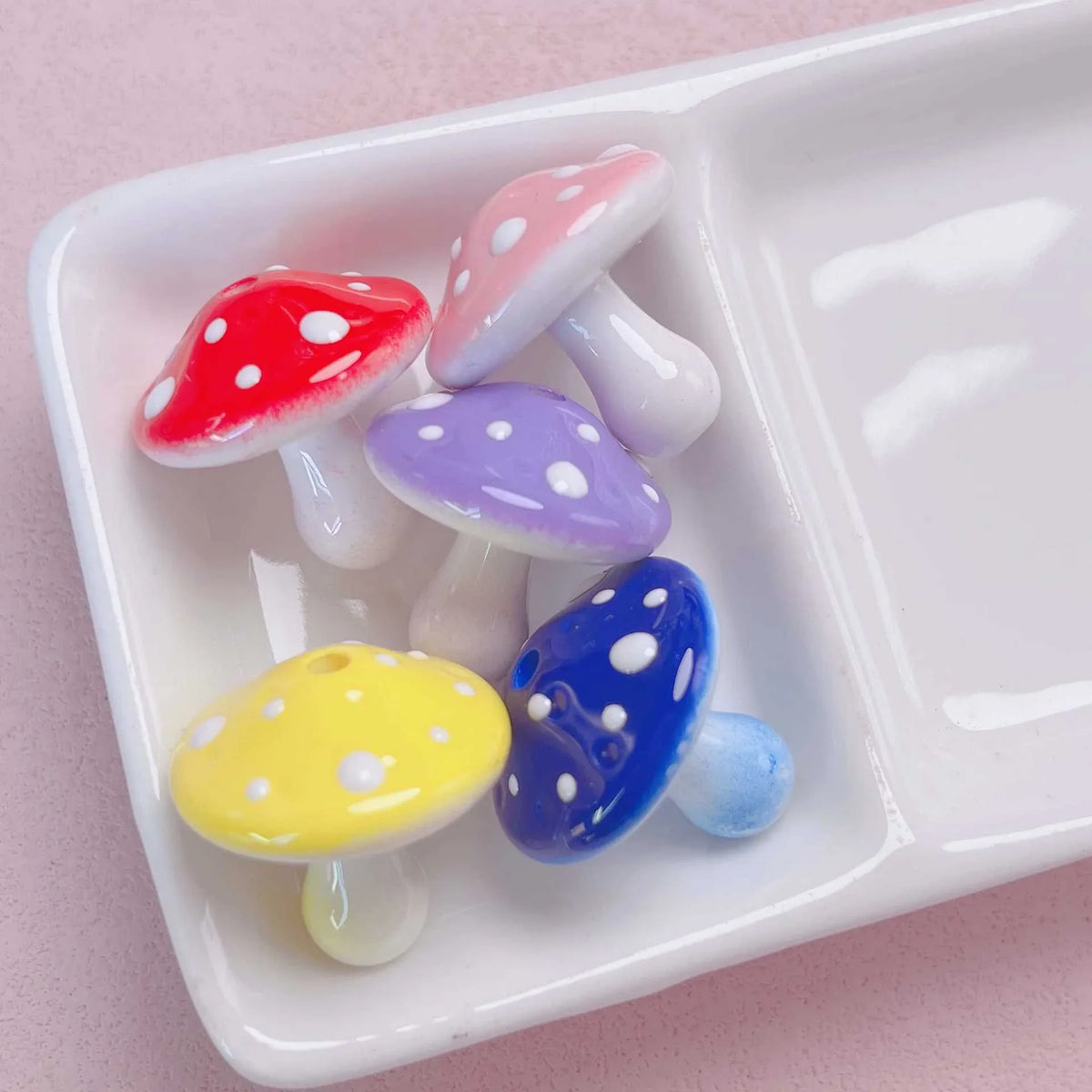 Acrylic Color Paint Three-dimensional Hand-painted Large Mushrooms | Acrylic Bead for DIY Bracelet Keychain Jewelry Making