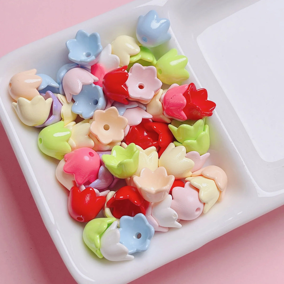Lily of the valley flower straight hole beading | Acrylic Bead for DIY Bracelet Keychain Jewelry Making