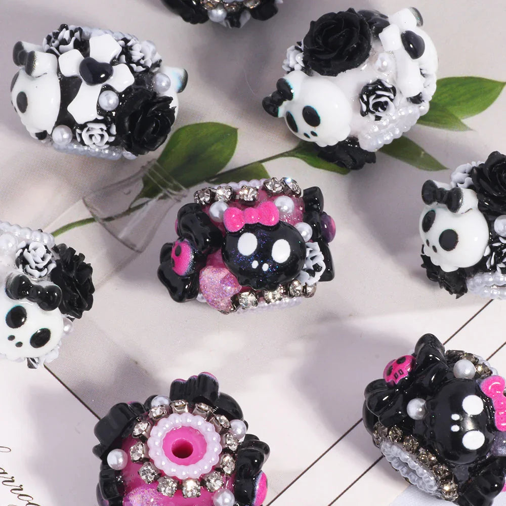 Halloween Ghost Skull Straight Beads | Acrylic Bead for DIY Bracelet Keychain Jewelry Making