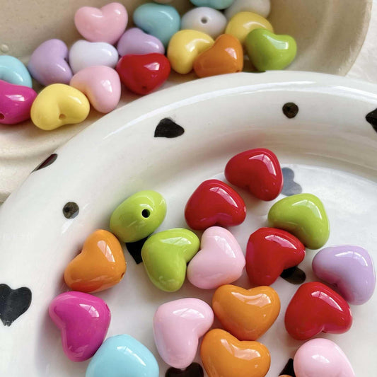 Solid Color Love Through-hole Beading