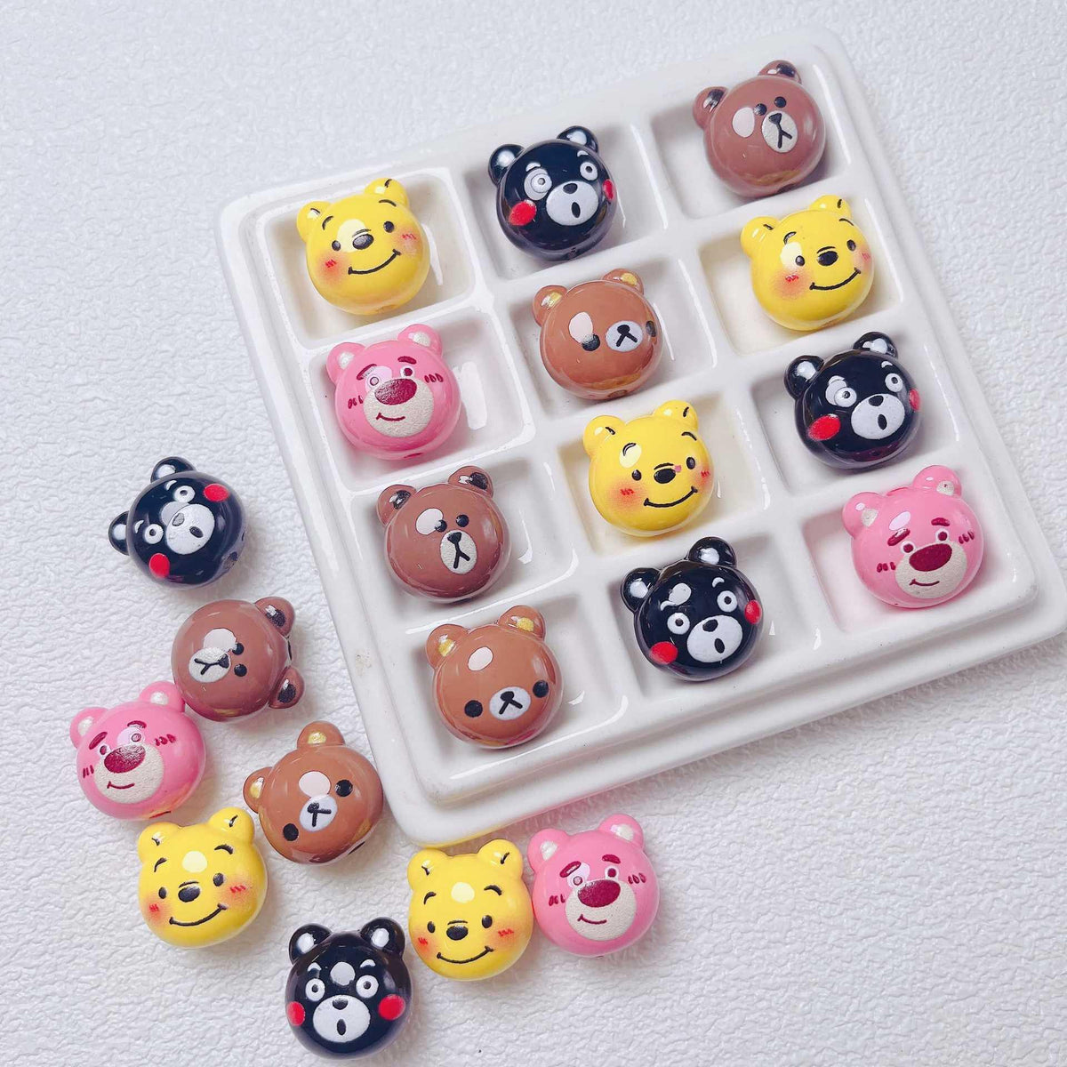 Cute Cartoon Bear Beaded | Acrylic Bead for DIY Bracelet Keychain Jewelry Making