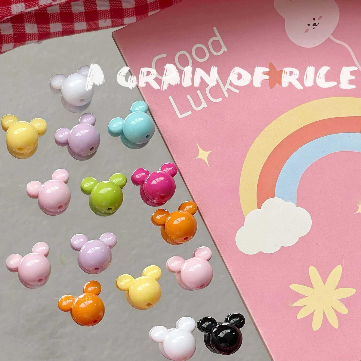 Macaron Cute Mickey Beaded | Acrylic Bead for DIY Bracelet Keychain Jewelry Making