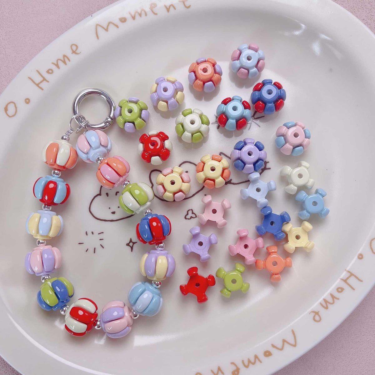 Macaroon Color Splicing Pumpkin Beads | Acrylic Bead for DIY Bracelet Keychain Jewelry Making