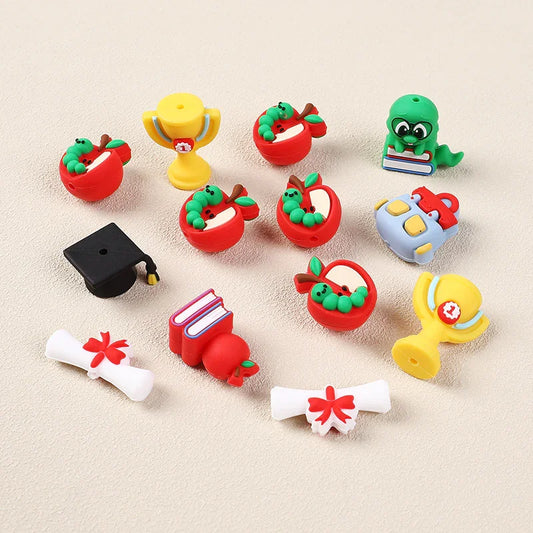 Graduation Season Theme Bachelor Hat Trophy 3D Silicone Focus Beads