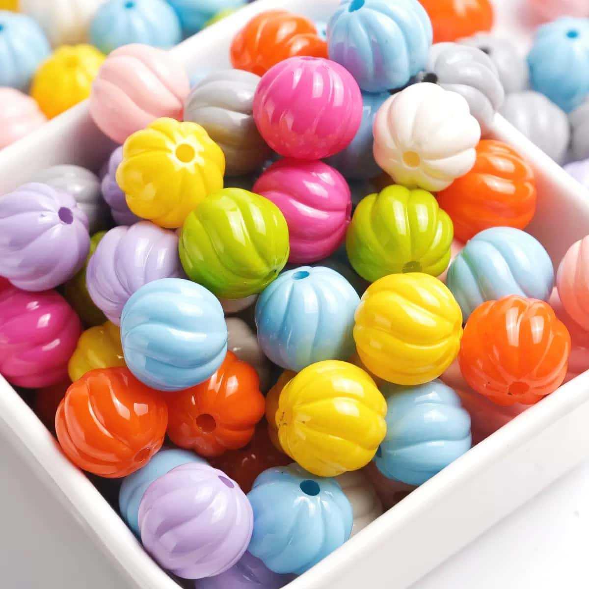 16mm Acrylic Paint Color Pumpkin Beads Beaded