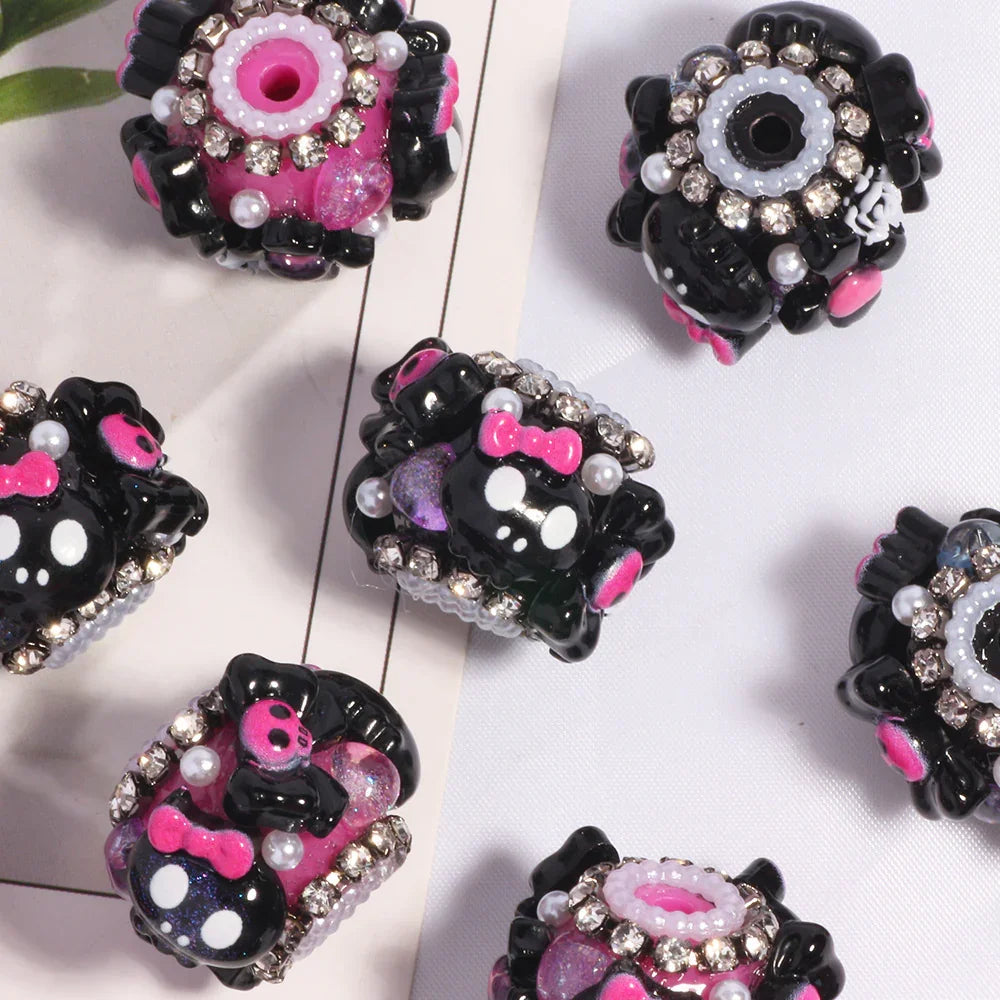 Halloween Ghost Skull Straight Beads | Acrylic Bead for DIY Bracelet Keychain Jewelry Making