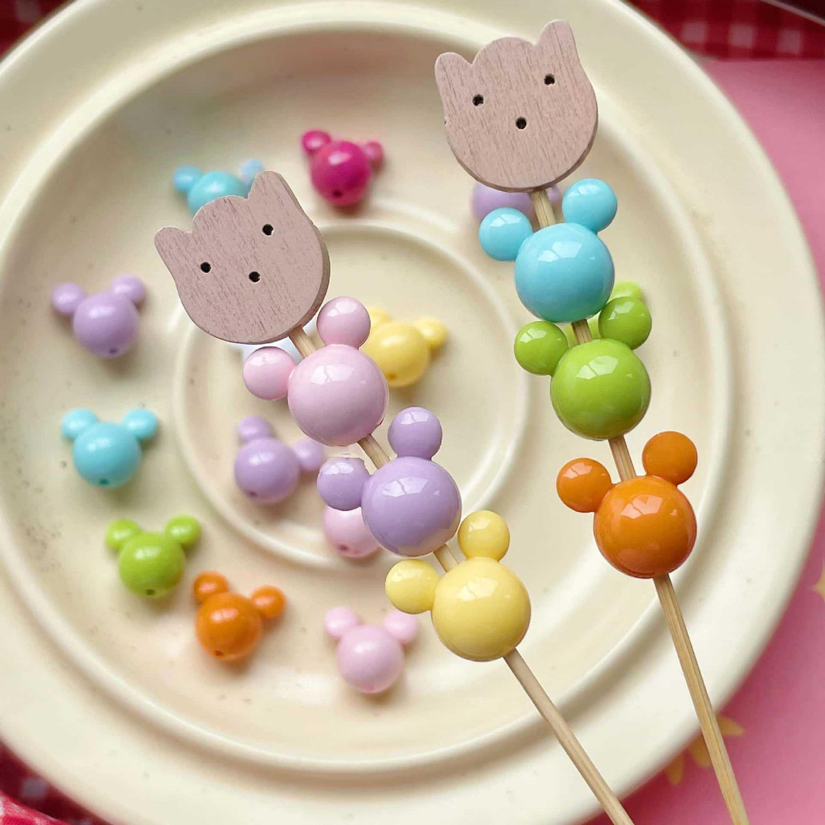 Macaron Cute Mickey Beaded | Acrylic Bead for DIY Bracelet Keychain Jewelry Making