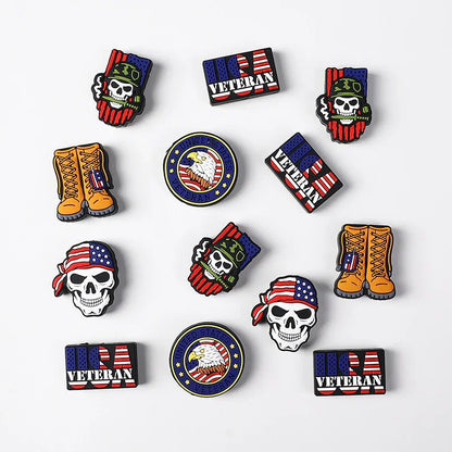 USA Flag Figure Skull Silicone Focus Beaded