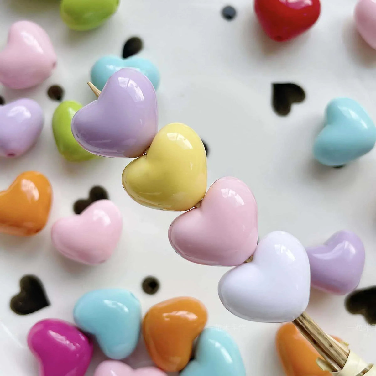 Solid Color Love Through-hole Beading | Acrylic Bead for DIY Bracelet Keychain Jewelry Making