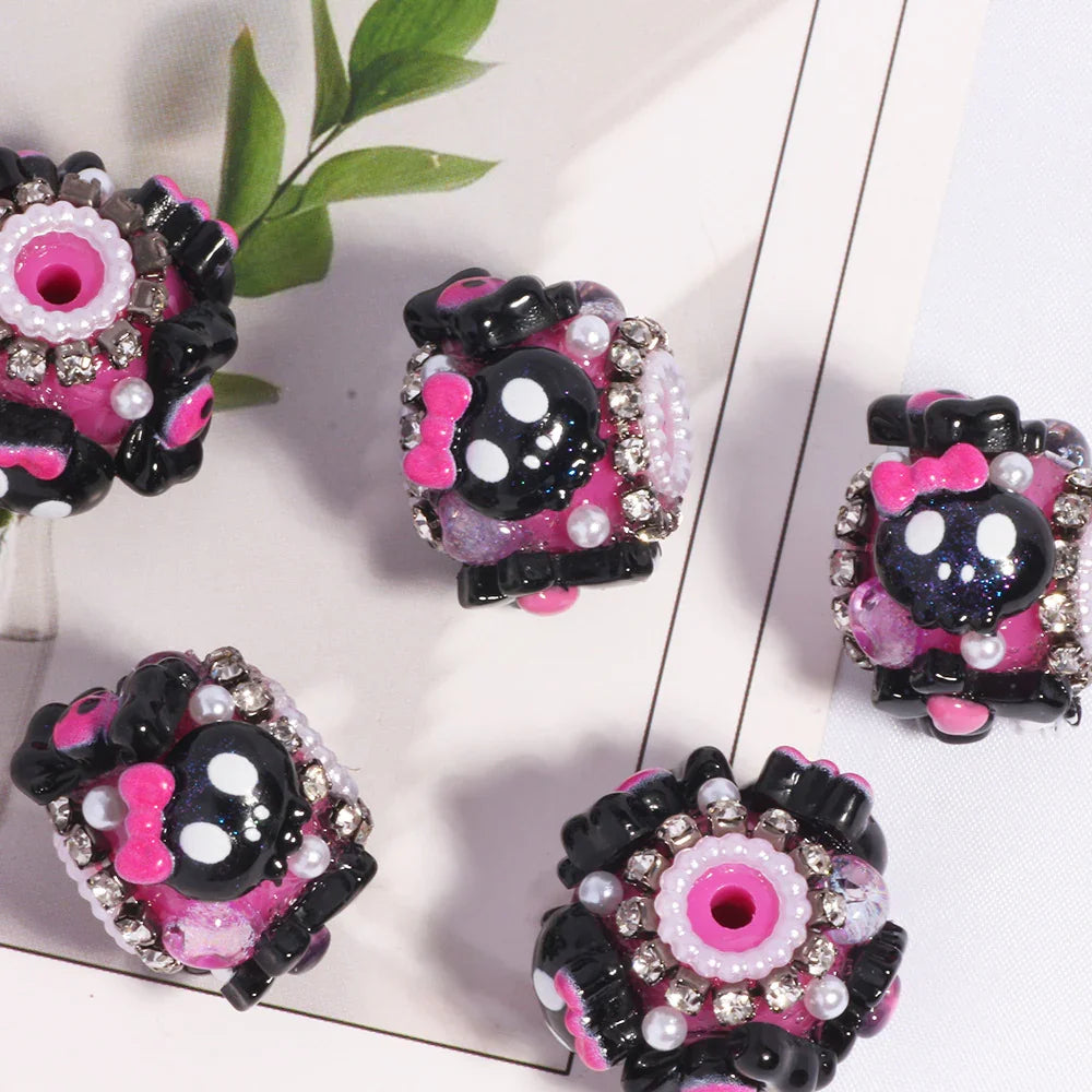 Halloween Ghost Skull Straight Beads | Acrylic Bead for DIY Bracelet Keychain Jewelry Making