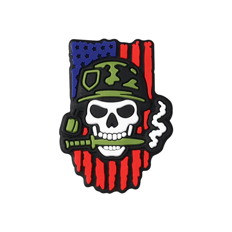 USA Flag Figure Skull Silicone Focus Beaded | Silicone Focal Bead for DIY Keychain & Pen Wrap