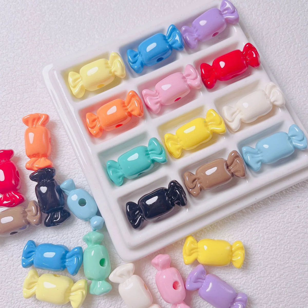 Acrylic Beaded Lacquer Candy Shaped Beads | Acrylic Bead for DIY Bracelet Keychain Jewelry Making