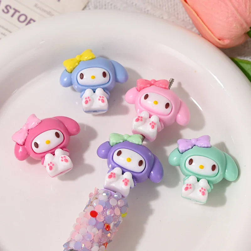 Cartoon Sitting Sanri Kuromi Through Hole Rubber Beads | Acrylic Bead for DIY Bracelet Keychain Jewelry Making