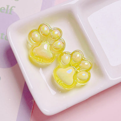 Acrylic Colorful Transparent Cute Cat Claw Vertical Hole Beads Length 26mm, hole diameter about 4mm