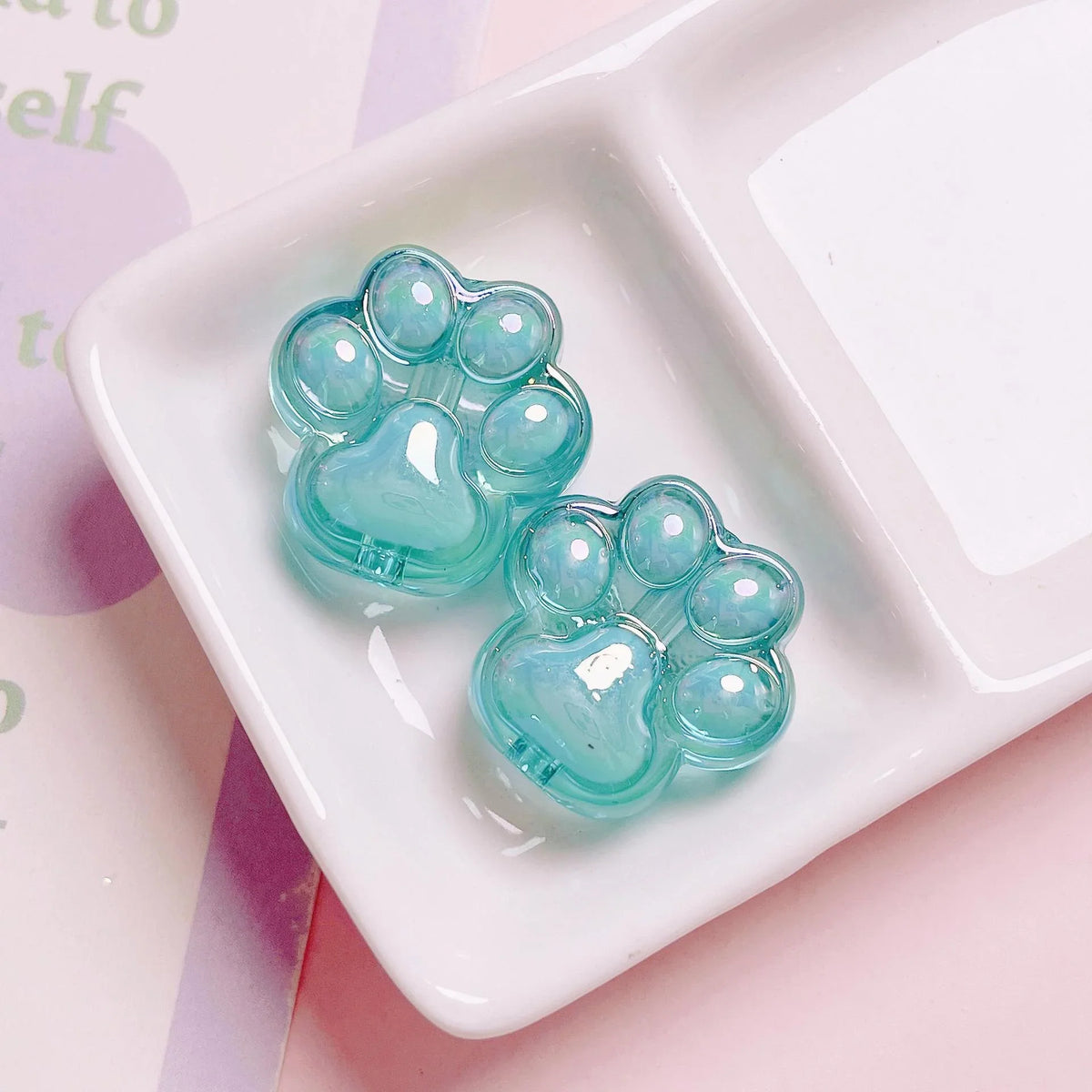 Acrylic Colorful Transparent Cute Cat Claw Vertical Hole Beads | Acrylic Bead for DIY Bracelet Keychain Jewelry Making