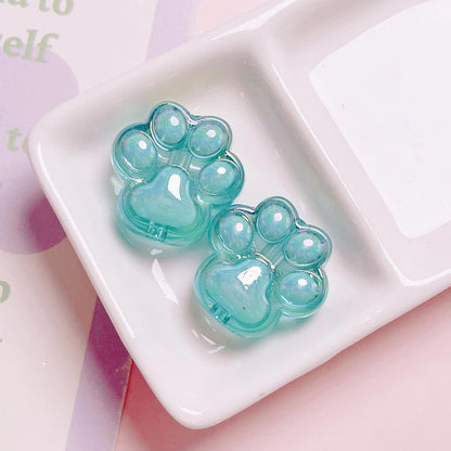 Acrylic Colorful Transparent Cute Cat Claw Vertical Hole Beads Length 26mm, hole diameter about 4mm