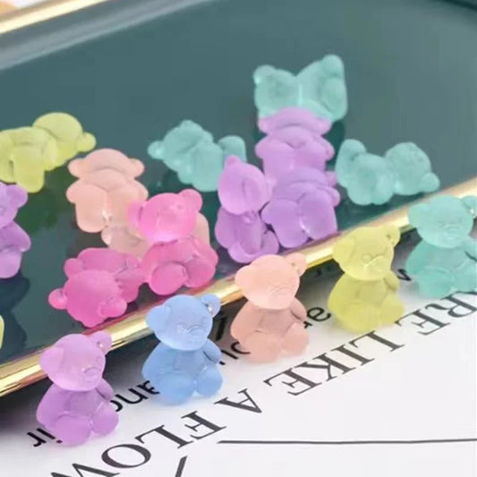 Acrylic Transparent Frosted Horizontal Hole Bear Rabbit Acrylic Beads (No holes)