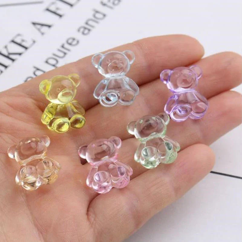 Acrylic Transparent Frosted Horizontal Hole Bear Rabbit Acrylic | Acrylic Bead for DIY Bracelet Keychain Jewelry Making