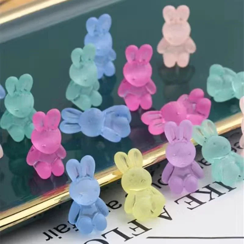 Acrylic Transparent Frosted Horizontal Hole Bear Rabbit Acrylic | Acrylic Bead for DIY Bracelet Keychain Jewelry Making