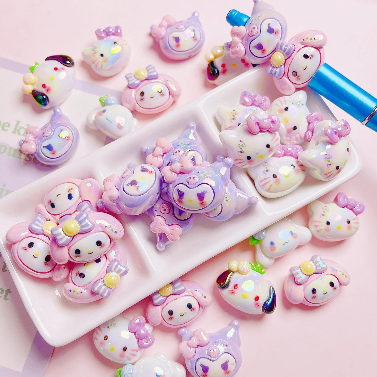 Cute Cartoon Sanrio Resin Straight Hole Beads | Acrylic Bead for DIY Bracelet Keychain Jewelry Making