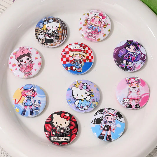 Printed Round Beads Cartoon Character KT Cat