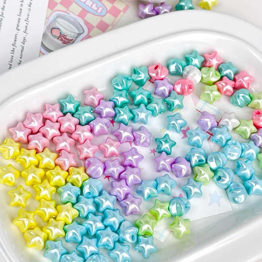 Macaron Pearlescent Origami Five-pointed Star Acrylic Loose Beads