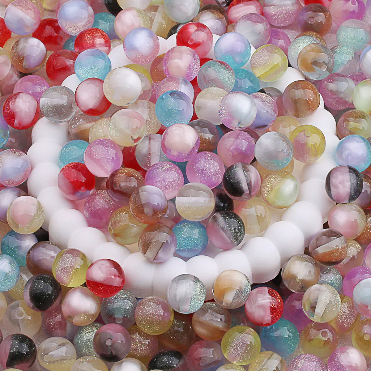 16mm Magic Color Quicksand Fine Flash Straight Pore Cat's Eye Beads | Acrylic Bead for DIY Bracelet Keychain Jewelry Making
