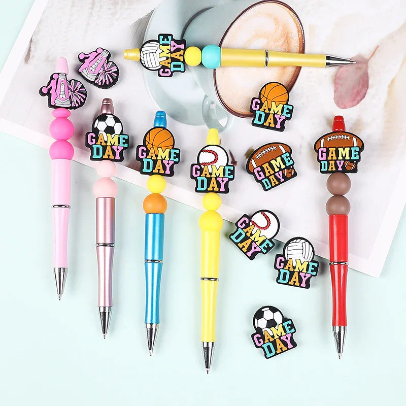 Silicone Focus Beads with Colorful English Letters On Various Ball Game | Silicone Focal Bead for DIY Keychain & Pen Wrap