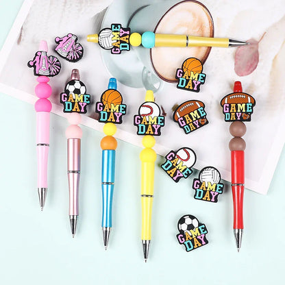 Silicone Focus Beads with Colorful English Letters On Various Ball Game Days