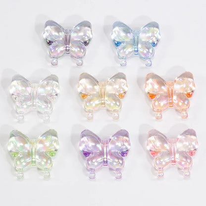 Acrylic Transparent Plated Butterfly Straight Hole Beads In Various Colors