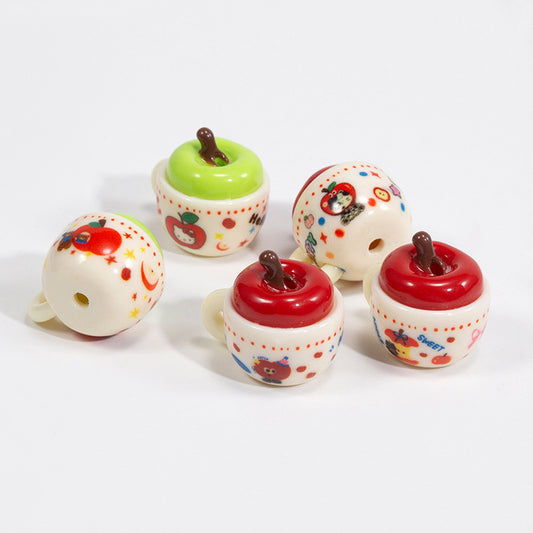 Acrylic Beads In The Shape of Cute Apple Cups with Different Patterns