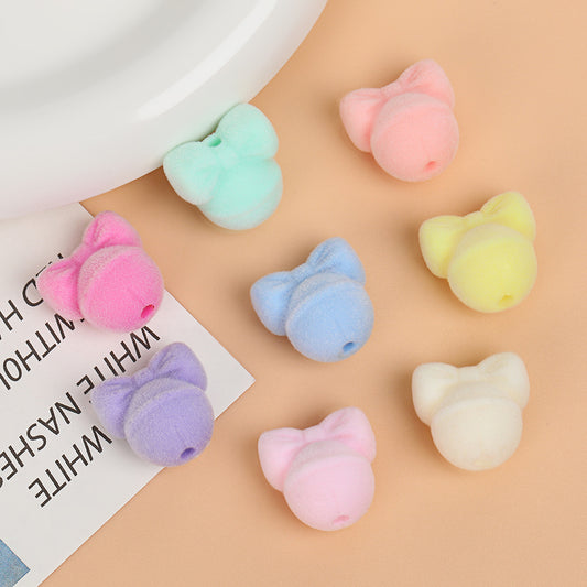Fluffy Acrylic Bow Bell Shaped Straight Hole Beads