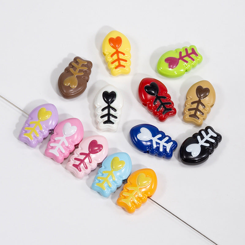 Acrylic Colored Lacquer Fishbone Pattern Beads | Acrylic Bead for DIY Bracelet Keychain Jewelry Making