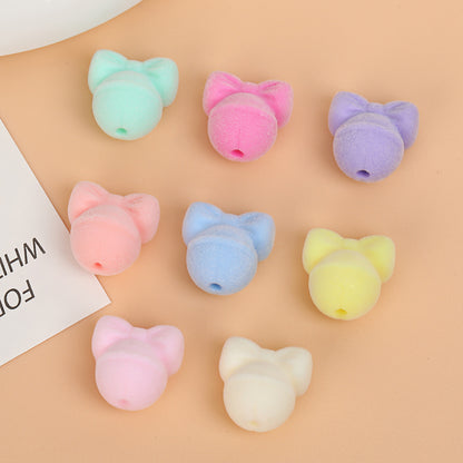 Fluffy Acrylic Bow Bell Shaped Straight Hole Beads