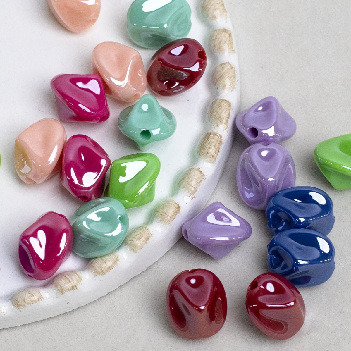 Colorful Glossy Baroque Irregular Gravel Through-hole Acrylic Beads | Acrylic Bead for DIY Bracelet Keychain Jewelry Making