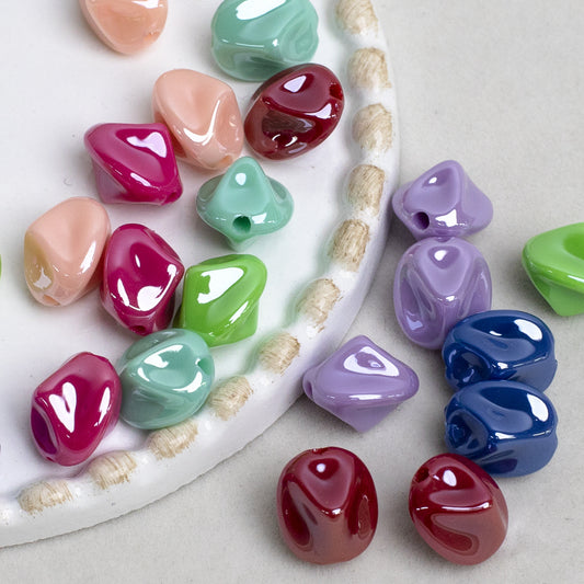 Colorful Glossy Baroque Irregular Gravel Through-hole Acrylic Beads