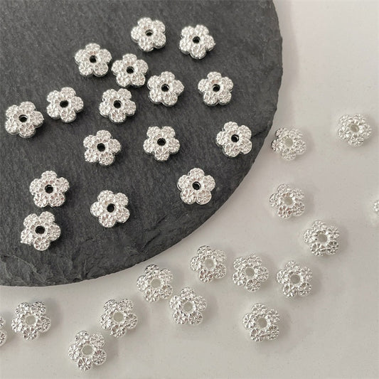 7mm Alloy Five-petal Flower Double-sided Pattern Spacer Beads